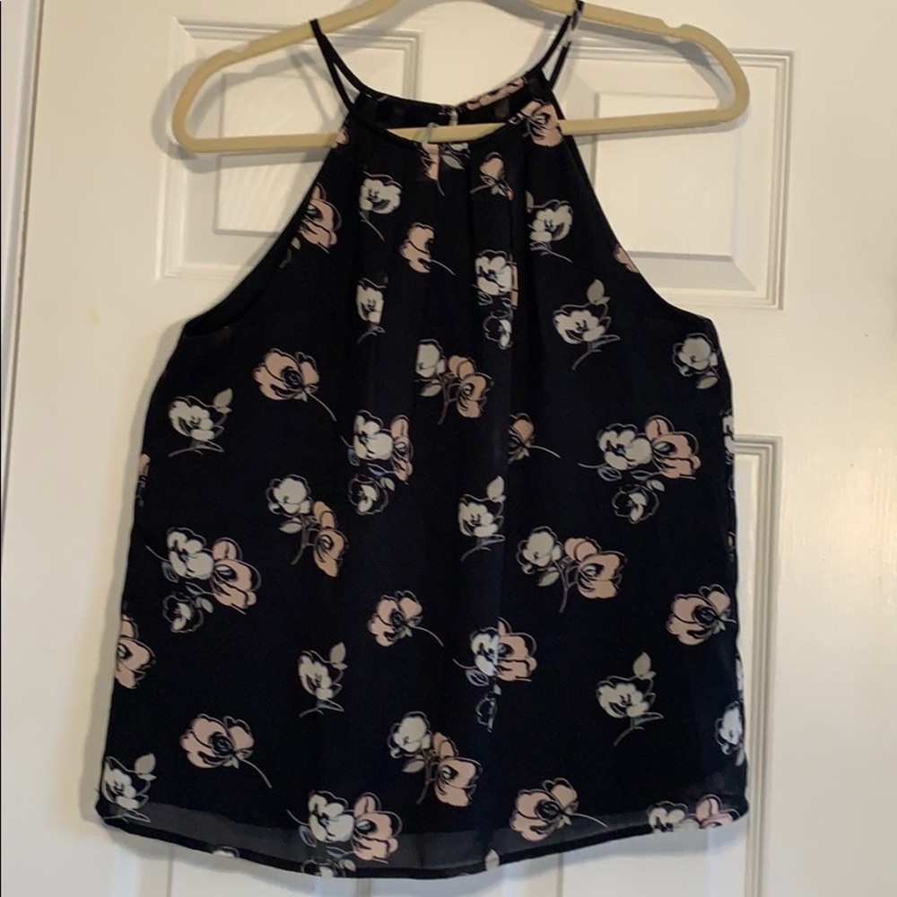 Black Floral Cami Swing Top Fully Lined Small Fun2Fun Halter Whimsigoth Coquette